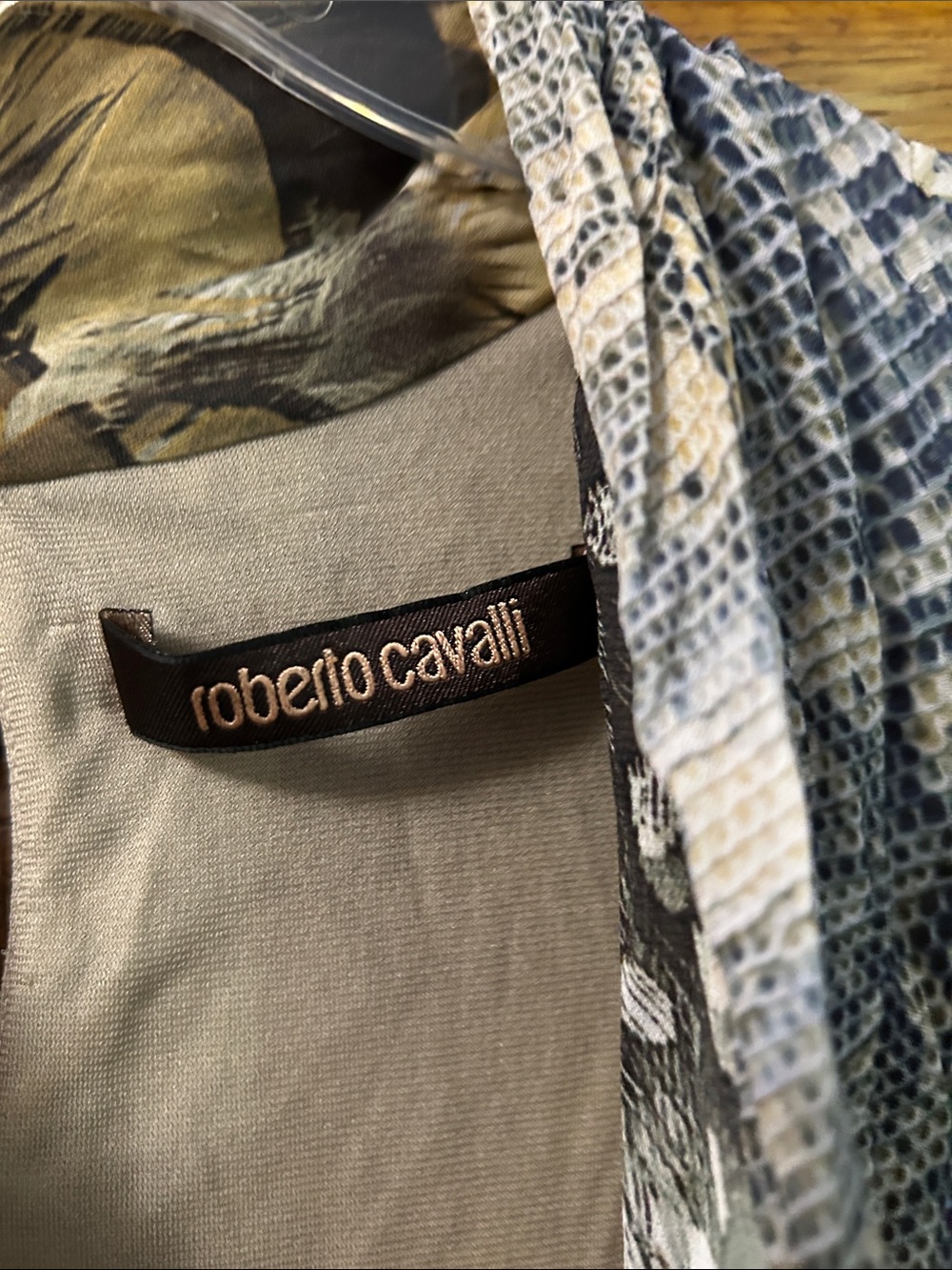 Roberto Cavalli Neutral Snake-Print Dress with Cream and Gray Accents - Picture 2 of 8